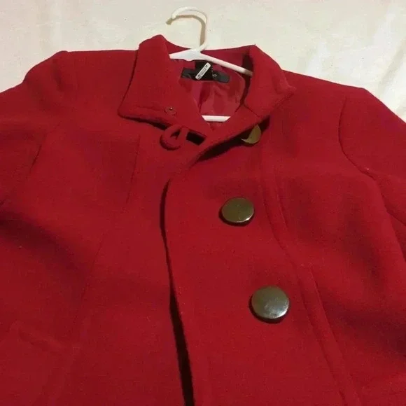 Red Style&Co Petite M Pea Coat - Picture 2 of 6